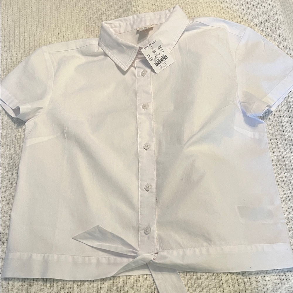 Girls' tie-front button-up shirt